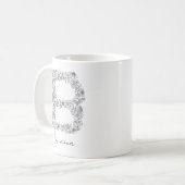Monogram Floral Botanical Black and White Letter B Koffiemok (Voorkant links)