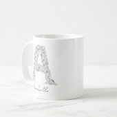Monogram Floral Botanical Black White Letter A Koffiemok (Voorkant links)