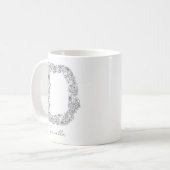 Monogram Floral Botanical Black White Letter D Koffiemok (Voorkant links)