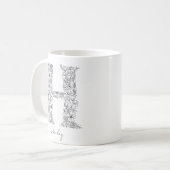 Monogram Floral Botanical Black White Letter H Koffiemok (Voorkant links)