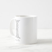 Monogram Floral Botanical Black White Letter I Koffiemok (Voorkant links)