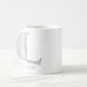 Monogram Floral Botanical Black White Letter L Koffiemok (Voorkant links)