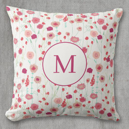 Monogram Floral Botanische Patroonroze Kussen