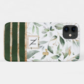 Monogram Floral Botanische Waterverf Glitter Case-Mate iPhone Case (Achterkant (horizontaal))