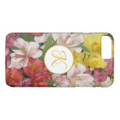 Monogram Floral Bouquet Design iPhone Case (Achterkant (Horizontaal))