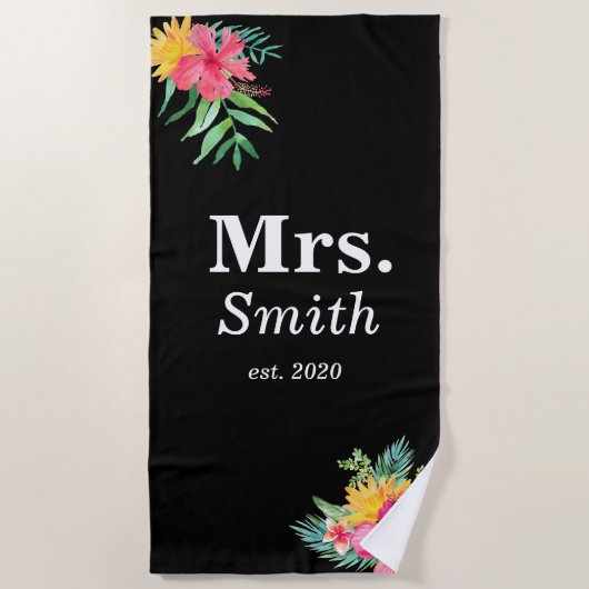 Monogram Floral Bridal Strandlaken (Voorkant)