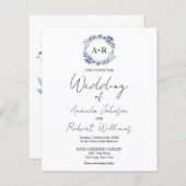 Monogram Floral Budget Wedding Invitations (Voorkant / Achterkant)
