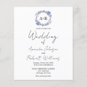 Monogram Floral Budget Wedding Invitations (Voorkant)