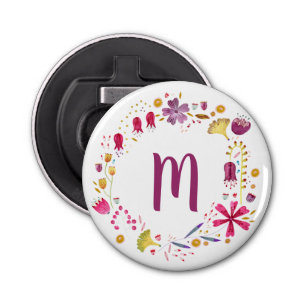 Monogram Floral Button Flesopener