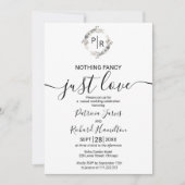 Monogram Floral Calligrafie Foto bruiloft Kaart (Voorkant)