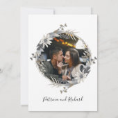 Monogram Floral Calligrafie Foto bruiloft Kaart (Achterkant)