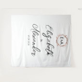 Monogram Floral Calligraphy Wedding Backdrop Wandkleed (Voorkant (horizontaal))