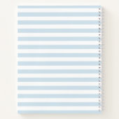 Monogram Floral Chic Pastel Blue Stripes Notitieboek (Achterkant)