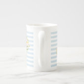 Monogram Floral Chic Pastel Blue Stripes Porselein Kop (Achterkant)
