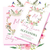 Monogram Floral Crest Waterverf Baby shower Kaart