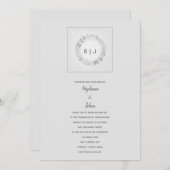 Monogram Floral Crest Zwart Wit Grijs Trouwen Kaart (Voorkant / Achterkant)