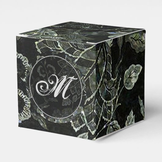 Monogram Floral Cube Favor Box Bedankdoosjes (Voorkant Zijde)