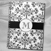Monogram  Floral Damask Pattern Notitieboek