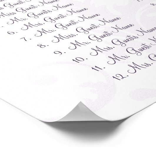 Monogram Floral Damask Seating Chart 10 Poster (Hoek)
