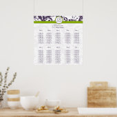 Monogram Floral Damask Seating Chart 10 Poster (Keuken)