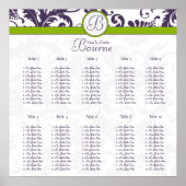 Monogram Floral Damask Seating Chart 10 Poster (Voorkant)