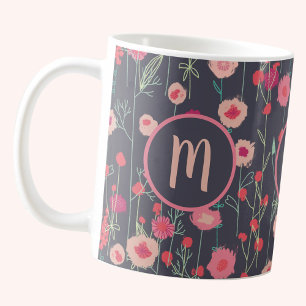 Monogram Floral Dark Koffiemok