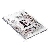 Monogram floral drawing pink cherry blossom  notitieboek (Rechterzijde)