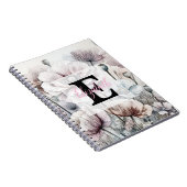 Monogram floral drawing pink pastel poppy flowers notitieboek (Rechterzijde)
