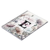 Monogram floral drawing pink pastel poppy flowers notitieboek (Linkerzijde)