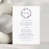Monogram Floral Dusty Paarse Greenery Wedding Kaart