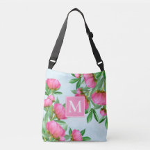 Monogram Floral Elegant Pink Peonies Eenvoudige tu