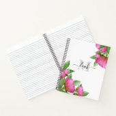 Monogram Floral Elegant Pretty Pink Peony Flower Notitieboek (Binnen)