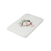 Monogram  Floral en Bird Wreath Polka Dots Badmat (Gekanteld)