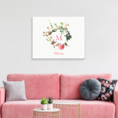 Monogram  Floral en Bird Wreath Polka Dots Canvas Afdruk (Insitu (Woonkamer))