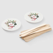 Monogram Floral en Bird Wreath Polka Dots Handwaaier (Niet-gemonteerd)