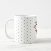 Monogram  Floral en Bird Wreath Polka Dots Koffiemok (Links)