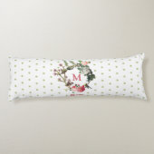 Monogram  Floral en Bird Wreath Polka Dots Lichaamskussen (Achterkant)