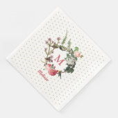 Monogram  Floral en Bird Wreath Polka Dots Servet (Hoek)