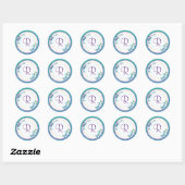 Monogram Floral en Glitter Ronde Sticker (Vel)