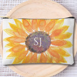 Monogram Floral  Etui<br><div class="desc">This unique monogrammed accessory pouch is decorated with a yellow watercolor sunflower and stylish typography.
Easily customizable. Perfect for travel,  vacation,  and gifting.
Original Watercolor © Michele Davies.</div>