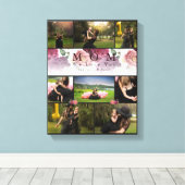 Monogram Floral Family and Moeder Foto Collage Canvas Afdruk (Insitu (Houten vloer))