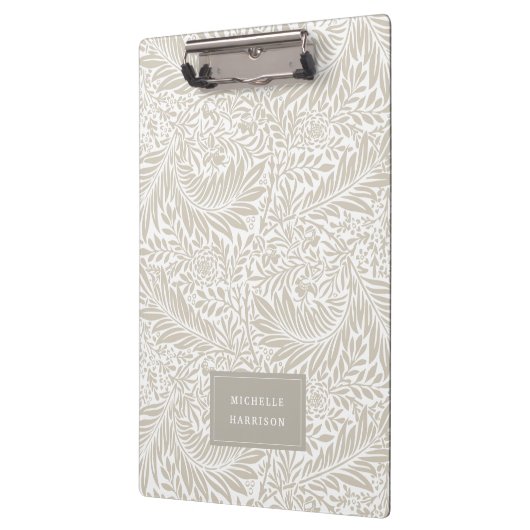 Monogram Floral Foliage Beige White Elegant Klembord (Links)