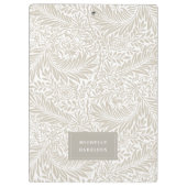 Monogram Floral Foliage Beige White Elegant Klembord (Achterkant)