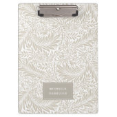 Monogram Floral Foliage Beige White Elegant Klembord (Voorkant)