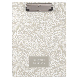 Monogram Floral Foliage Beige White Elegant Klembord