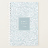 Monogram Floral Foliage Dusty Blue White Elegant Planner (Voorkant)