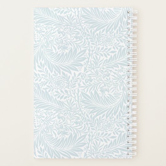 Monogram Floral Foliage Dusty Blue White Elegant Planner (Achterkant)