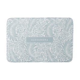 Monogram Floral Foliage Elegan Dusty Blue Badmat