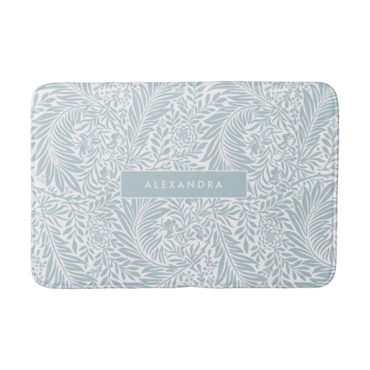 Monogram Floral Foliage Elegan Dusty Blue Badmat (Voorkant)