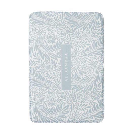 Monogram Floral Foliage Elegan Dusty Blue Badmat (Voorkant Verticaal)